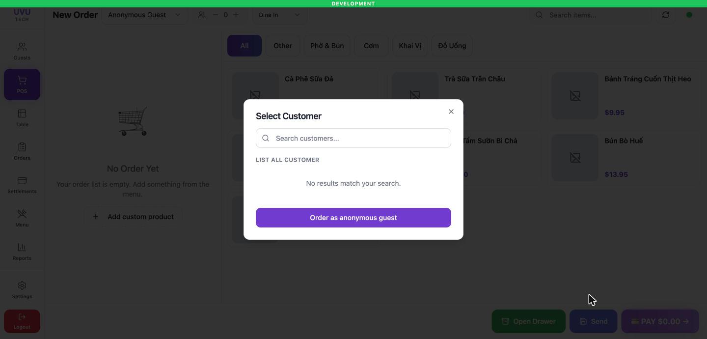 Cửa sổ Select Customer trên POS