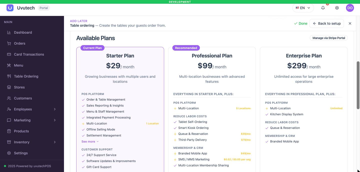 Các gói Available Plans