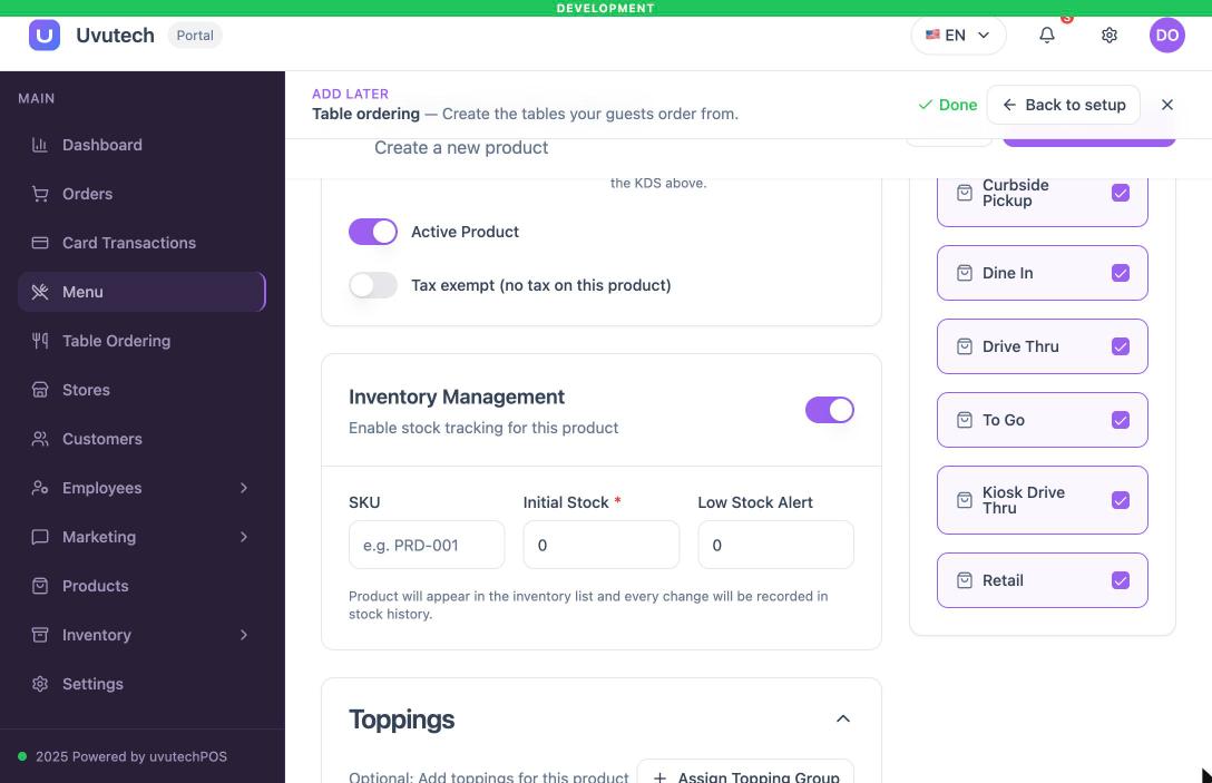 Phần Inventory Management của món